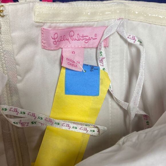 Lilly Pulitzer Bowen Pink & Navy Strapless Dress Size 0 - Picture 7 of 9